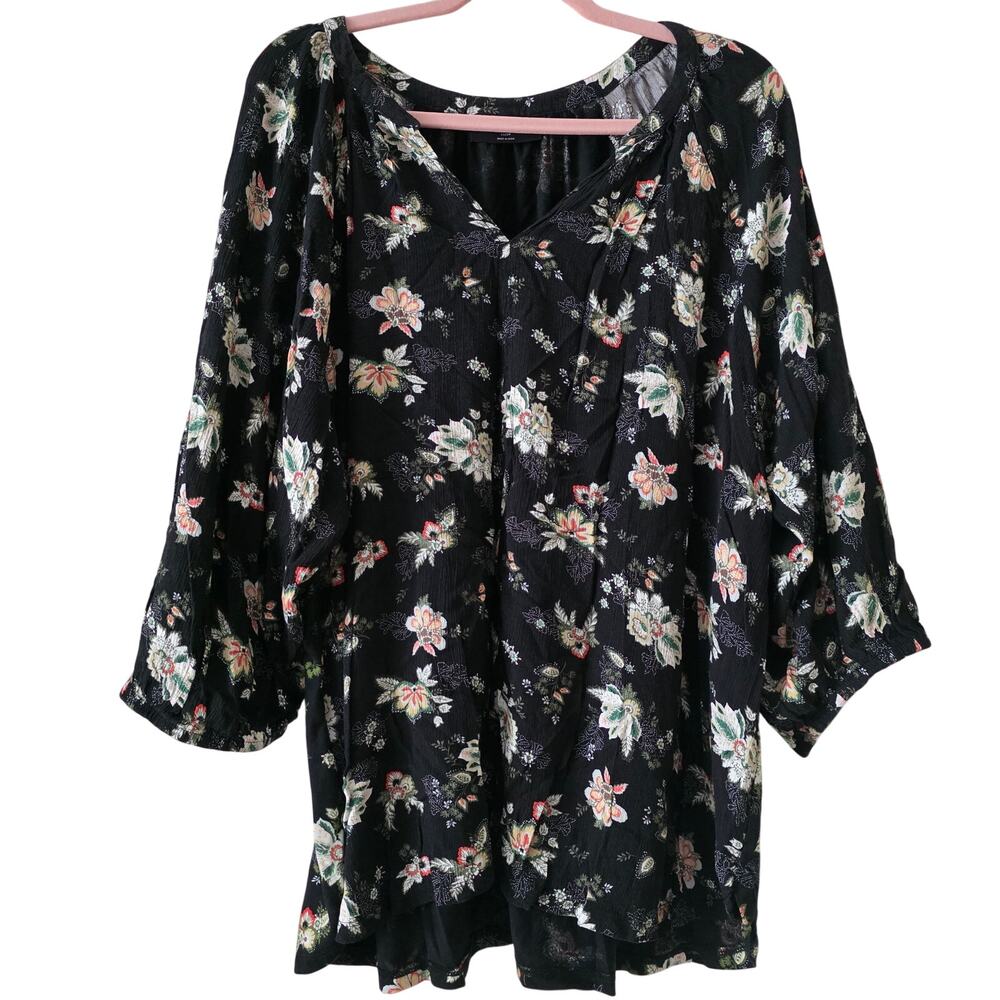 Lane Bryant Floral V-Neck Boho  Blouse Top Size 22/24